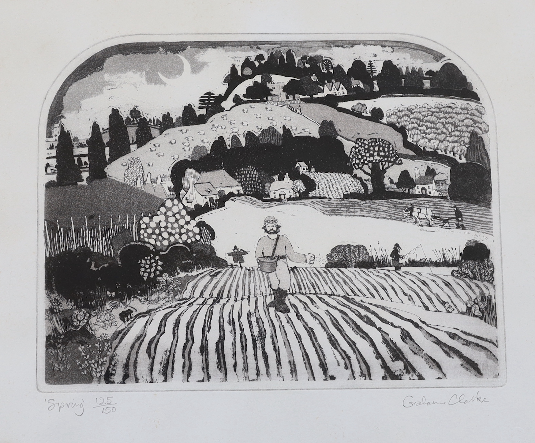 Graham Clarke (b.1941) set of four colour etchings, 'The Four Seasons', signed in pencil, limited edition 125/150, blind stamped, 39 x 47cm
